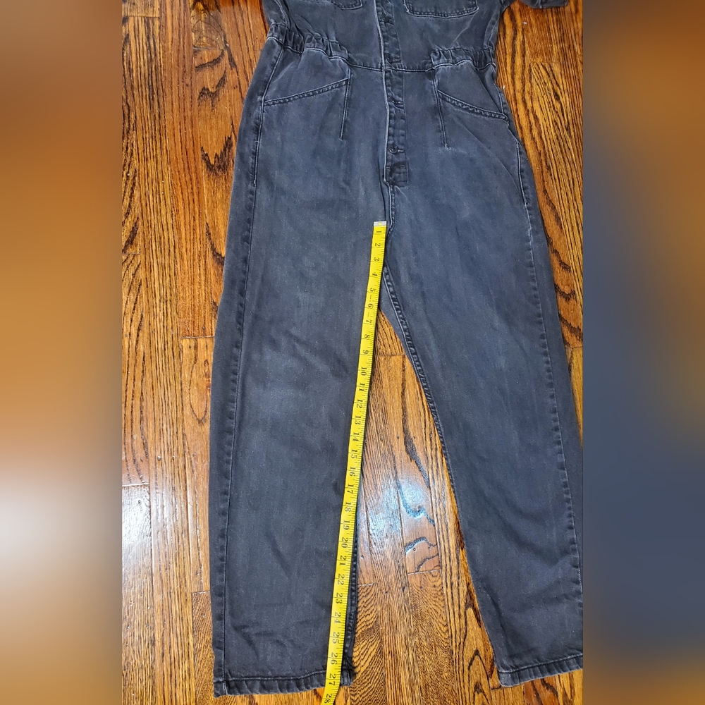 Free People We The Free Marci Wimen's Coverall Jumpsuit Black Denim Size L - Picture 10 of 14